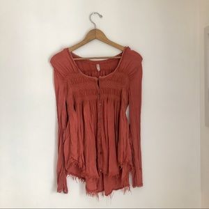 Free People Rust Button Up Top